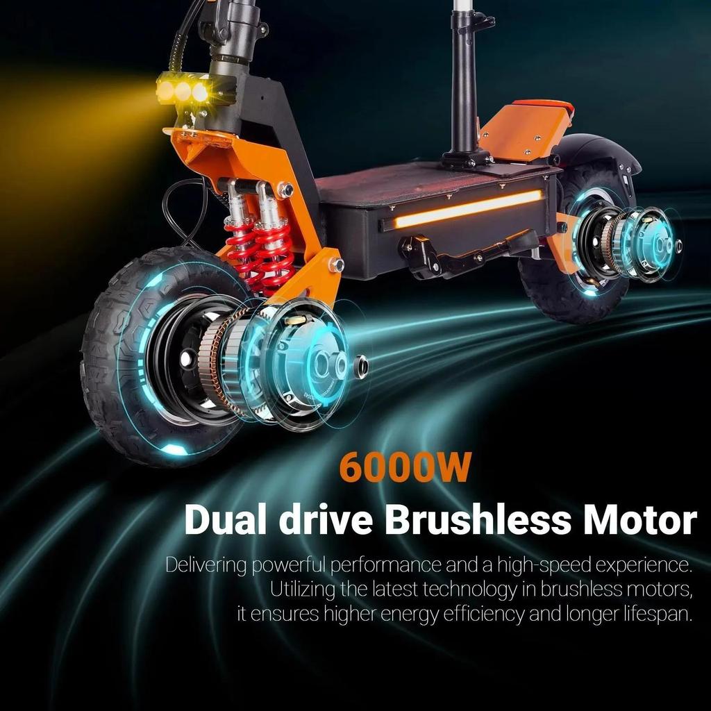 EU X5 6000W 60V 40AH Hulajnoga Elektryczna z Podwójnym Silnikiem Maks. Prędkość 90km/h Hamulec Hydrauliczny Wyświetlacz LCD Maks. Zasięg 90km Składana Hulajnoga