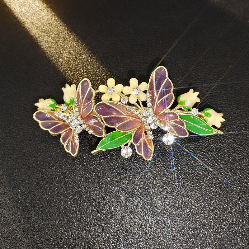 Elegant Retro Butterfly Flower Hairpin with Bow - Hanfu Cheongsam Style