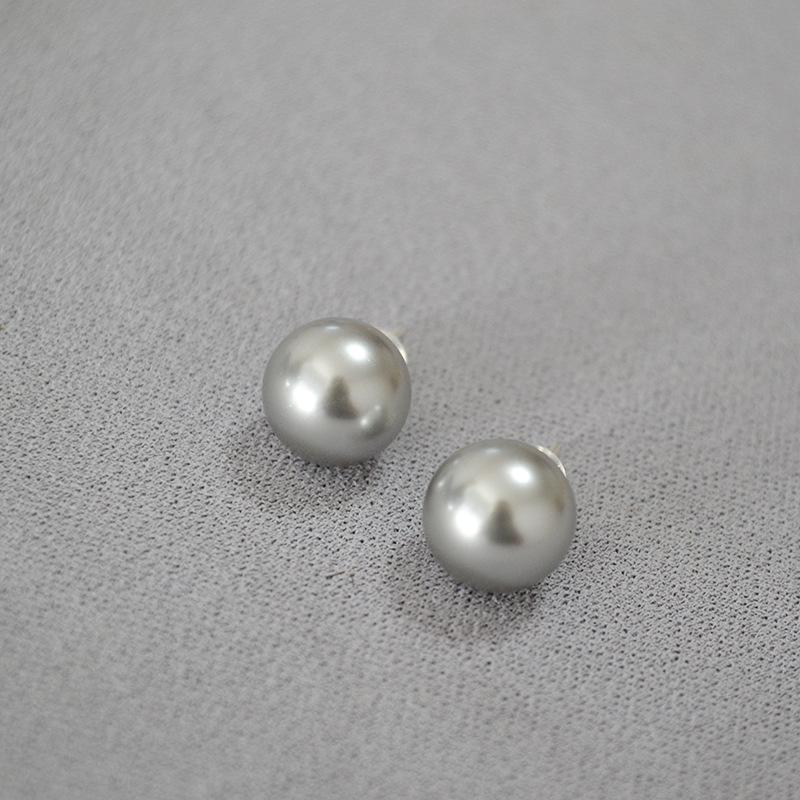 Korean Luxury Silver-Gray Pearl 925 Silver Earrings