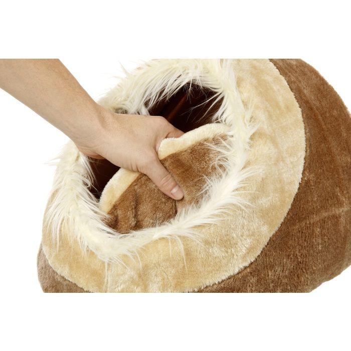 Panier grotte pour chat Pasha beige et brun