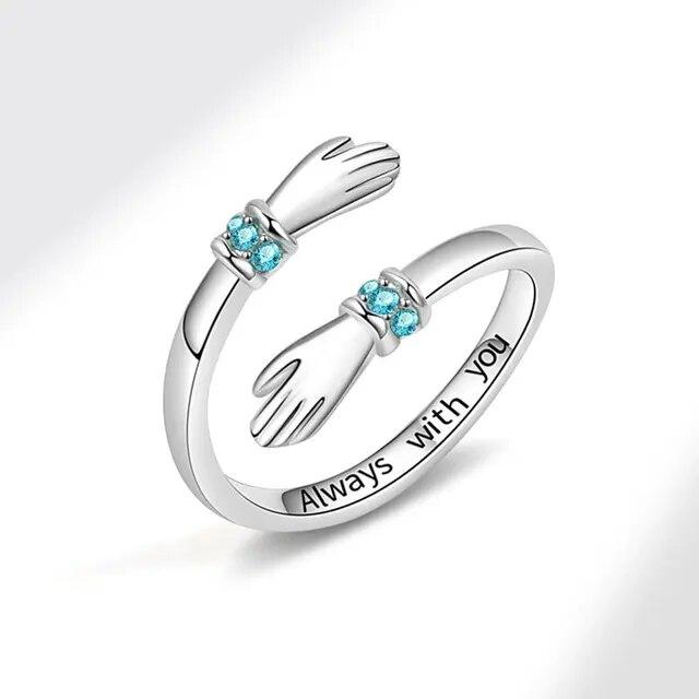 

ANENJERY Hands Hug блестящее кольцо с цирконием для женщин и девочек Freindship нежное креативное открытое кольцо вечерние ювелирные изделия подарки другу синий