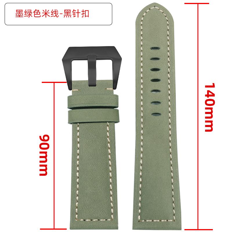 Extended matte crazy horse Frosted leather watchband 22m 24mm For Pam111 441 Hamilton Tissot Omega Casio men Vintage watch strap