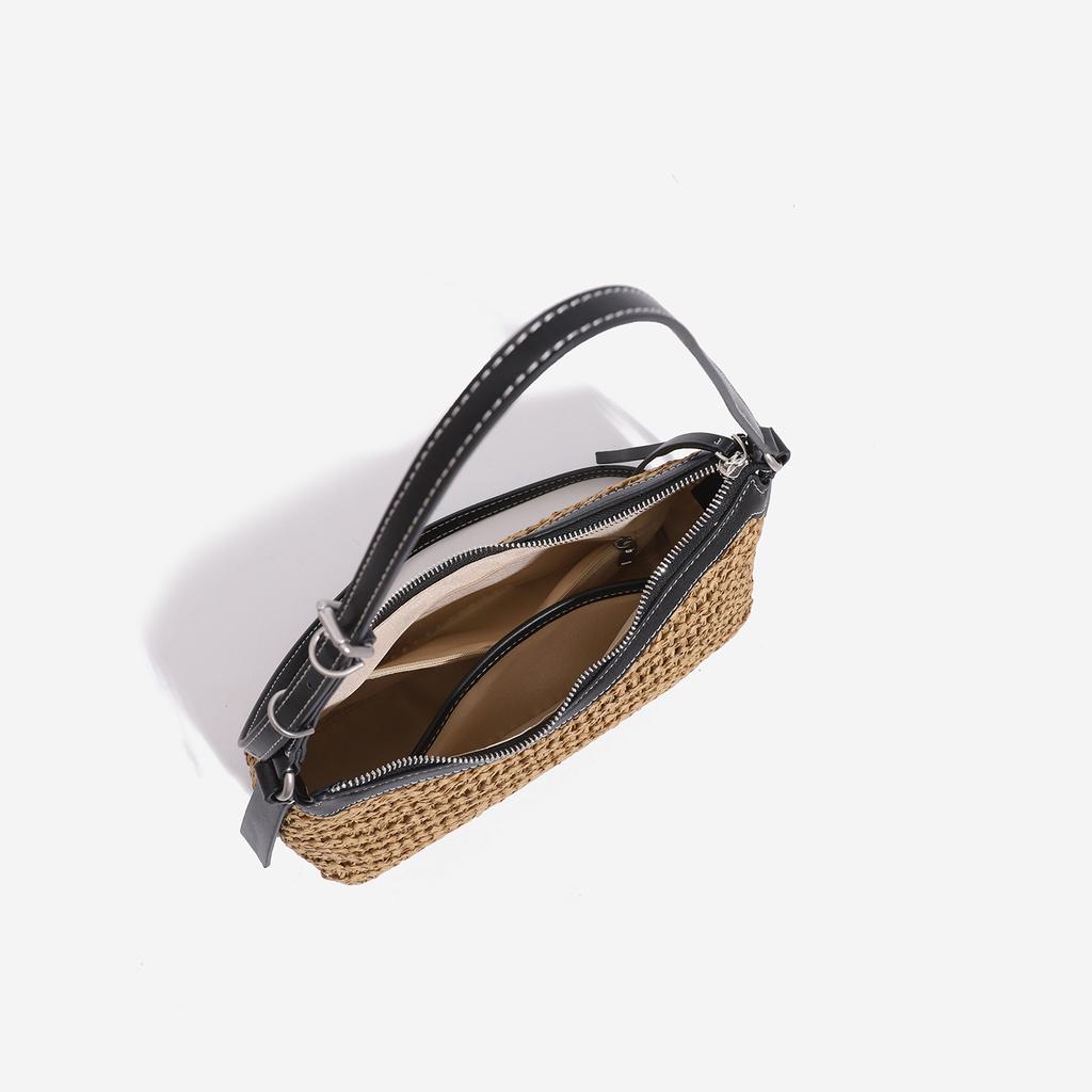 French-style Woven Underarm Bag, Super Popular In Summer, Straw Bag for Seaside Vacations, Beach Bag, Commuter Crossbody Shoulder Handbag