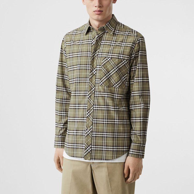Burberry Shirts Men's Green Pointed Collar Moderate Shirt 80175631