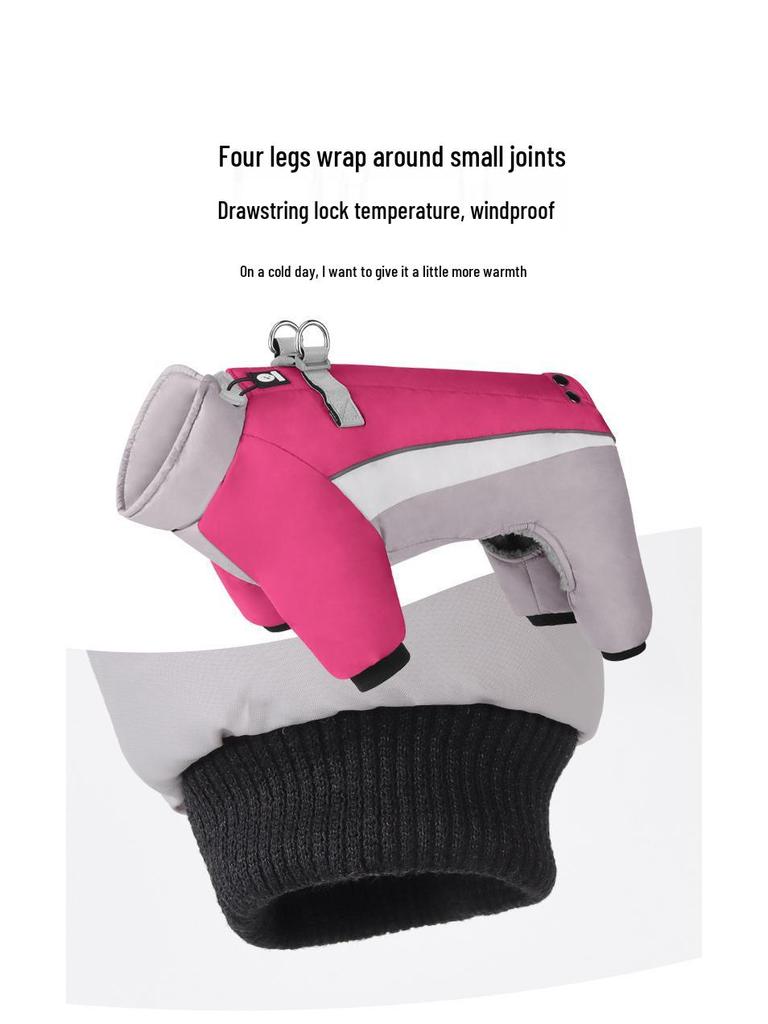 Reflective Four-Legged Cotton Dog Coat for Cold Weather