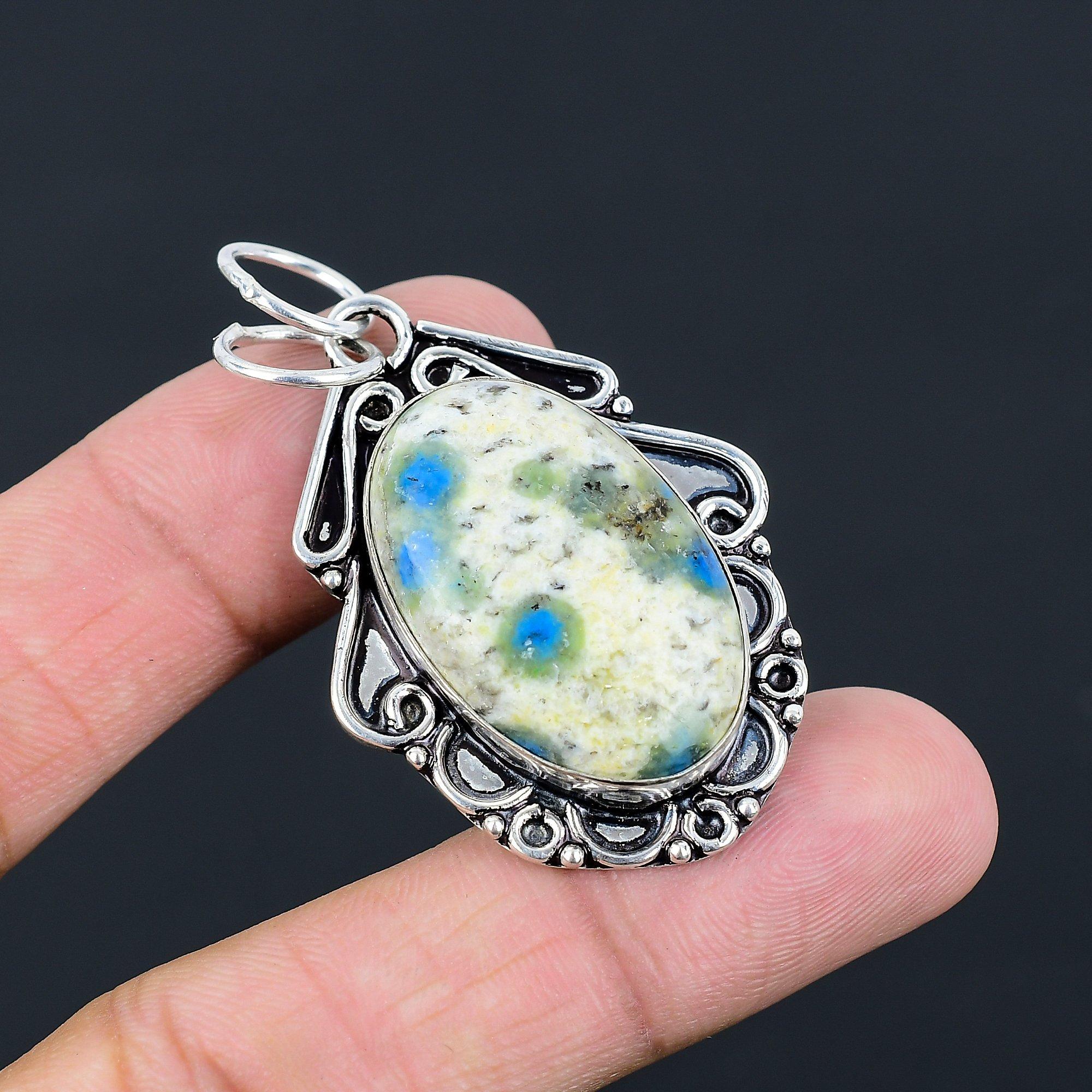 Daughters Day Deal 925 Silver K2 Jasper Stone Unique Bezel Wife Pendant Jewelry