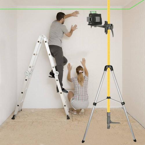 JEPPO 12.14 ft/3.7 m Telescopic Rod Suitable for Laser Levels and Includes Adjustable Laser Level Tripod. Includes 1/4"-20 Laser Rod Mount and 5/8"-11