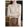 Autumn Winter Sweater Women Half High Neck Long Sleeve Top Loose Slim Versatile Pullover Knitwear Casual Knitted Jumper