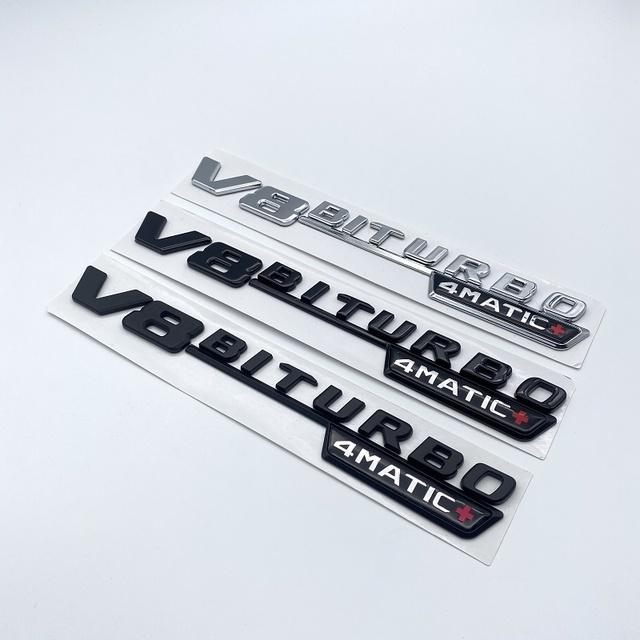 Lettera emblema per Mercedes Benz AMG V12BITURBO V8 BITURBO 4MATIC + Car Styling Fender Logo adesivo cromato nero rosso