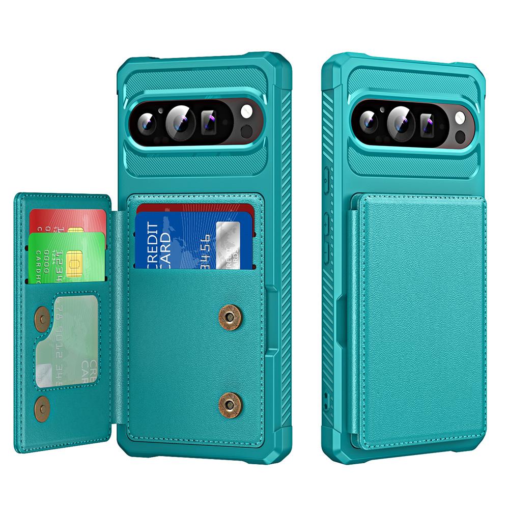 For Google Pixel 9 Pro XL Case Card Slot Kickstand Leather+TPU Reinforced Corner Phone Cover