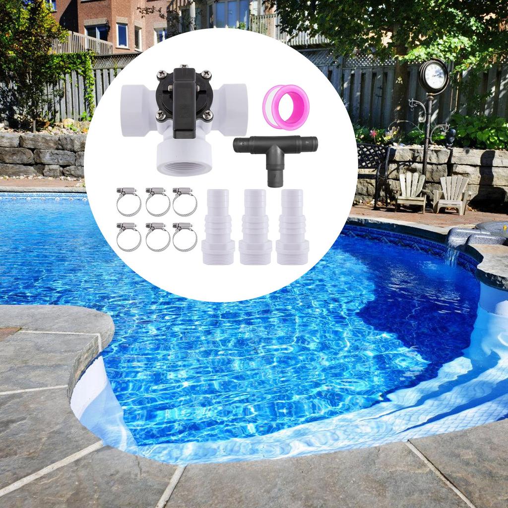 12pc Sand Filter Accessories With 3 Way Pool Bypass Valves ABS Adapters And 6 Metal Clamps Suitable For Pool Maintenance