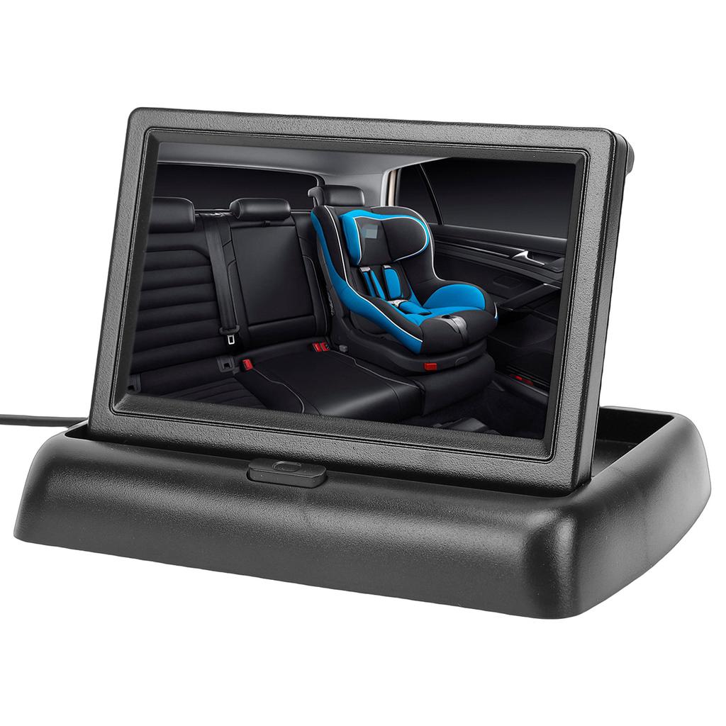 1080P Baby Car Camera, Baby Camera with 4.3  Foldable Monitor, Night Vision, 150 Degrees  Wide View Angle, 360 Degrees