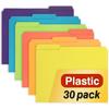 H4D 30 Pack Plastic File Folders Heavy Weight, Poly Colored File Folders 1/3-Cut Tabs with Sticky Labels, Letter Size, Assorted Colors