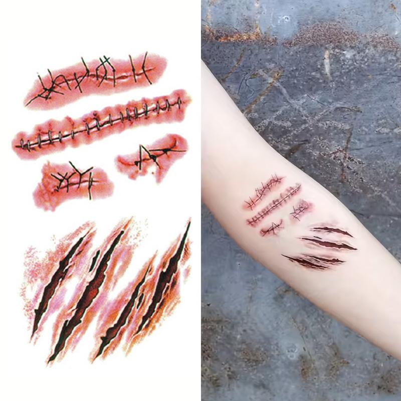 Halloween Temporary Tattoos Realistic Tattoo Stickers Halloween Party DIY Bloody Halloween Decorations Halloween Look 1PC