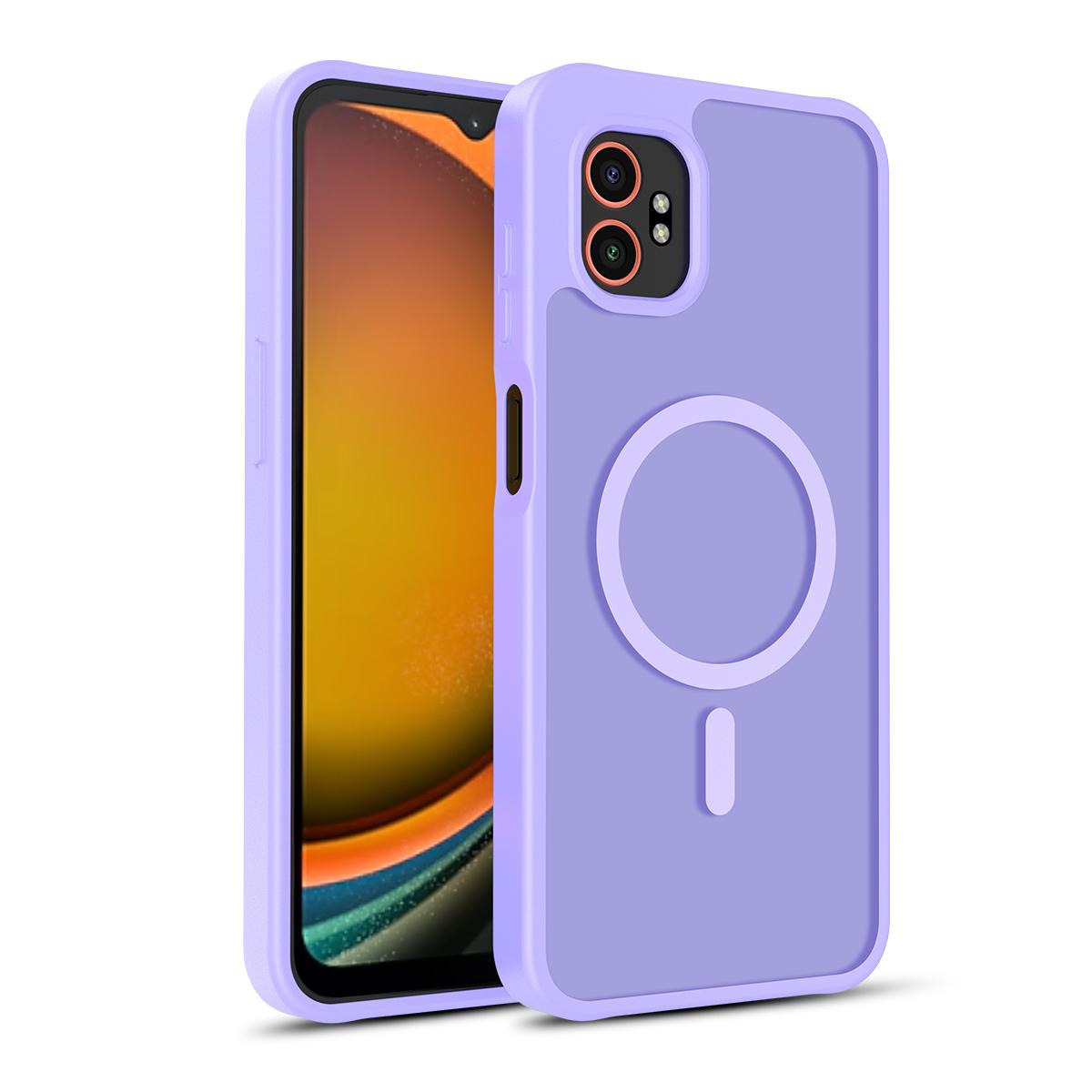 

Skin Feel Magnetic Phone Case For Samsung Galaxy XCover7 Pro Magsafe Wireless Charging TPU Frame Hard Plastic Back Cover Fundas Galaxy XCover7 Pro фіолетовий