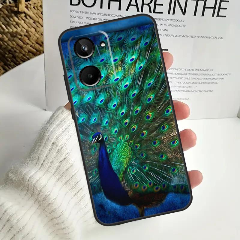 Bird Peacock Feather For Realme GT6 GT7 15 Pro 10 11 12 13 14 Pro Plus C55 C71 C75 C67 C63 C61 C53 C35 C65 Case