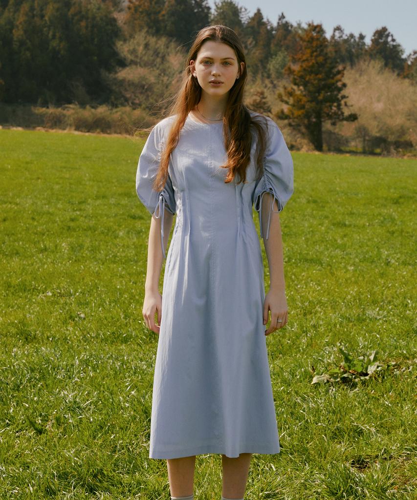 OSTKAKA Ring Shirring Dress Sky Blue