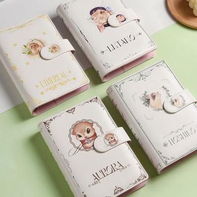 A6 White Cute Animal  PU Leather DIY Binder Notebook Cover Diary Agenda Planner Paper Cover School Stationery