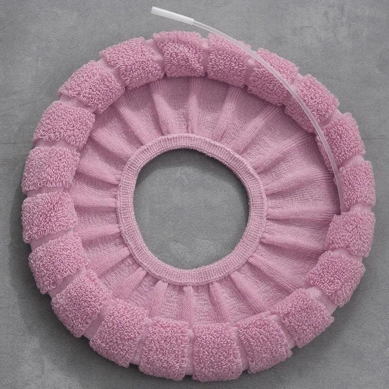 Bathroom Toilet Seat with Handle Closestool Washable Soft Winter Warmer Mat Pad Cushion O-shape Toilet Seat Bidet Covers