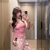 Sweet Spice Girl Pink Polka Dot Small Suspender Vest Women's Summer New Slim Skinny Versatile Good-looking Top Trend