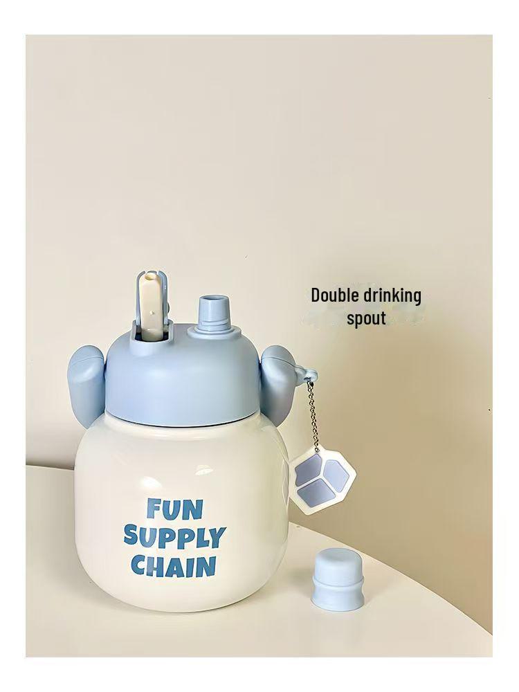 Linlin velkokapacitní přenosný termohrnek s dvojitým slámem