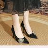 Fashion Rhinestone Flower Stiletto Shoes Autumn New Style Pointed Suede Slip-on Non-slip Wear-resistant High Heels