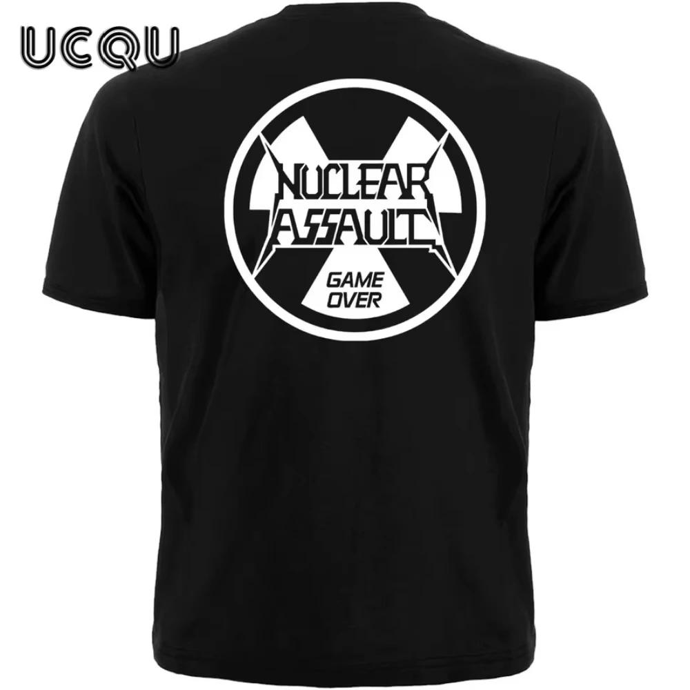 Nuclear Assault Game Over Print Cotton T-Shirt Retro Hip-Hop Rock Band Short-Sleeved Casual Versatile Men's and Women's T-Shirt