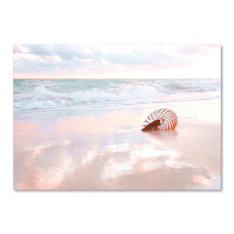 Beach Sea Wave Bridge Starfish Shell Reed Pink Wall Art Canvas Painting Nordic Posters And Prints Picture Living Room Home Decor