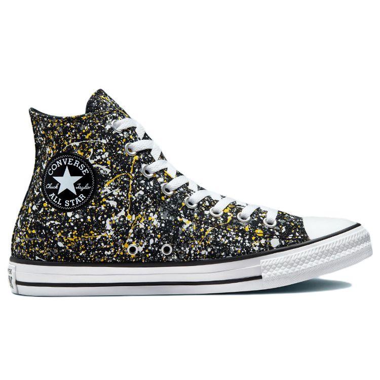 Converse Chuck Taylor All Star Archive High Paint Splatter - Černá Žlutá Unisex Tenisky Bílá A00468F