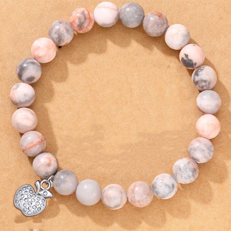 8mm Pink Zebra Stone Bead Bracelet with Gift Card: Perfect Holiday Friendship & Love Gift for Men & Women