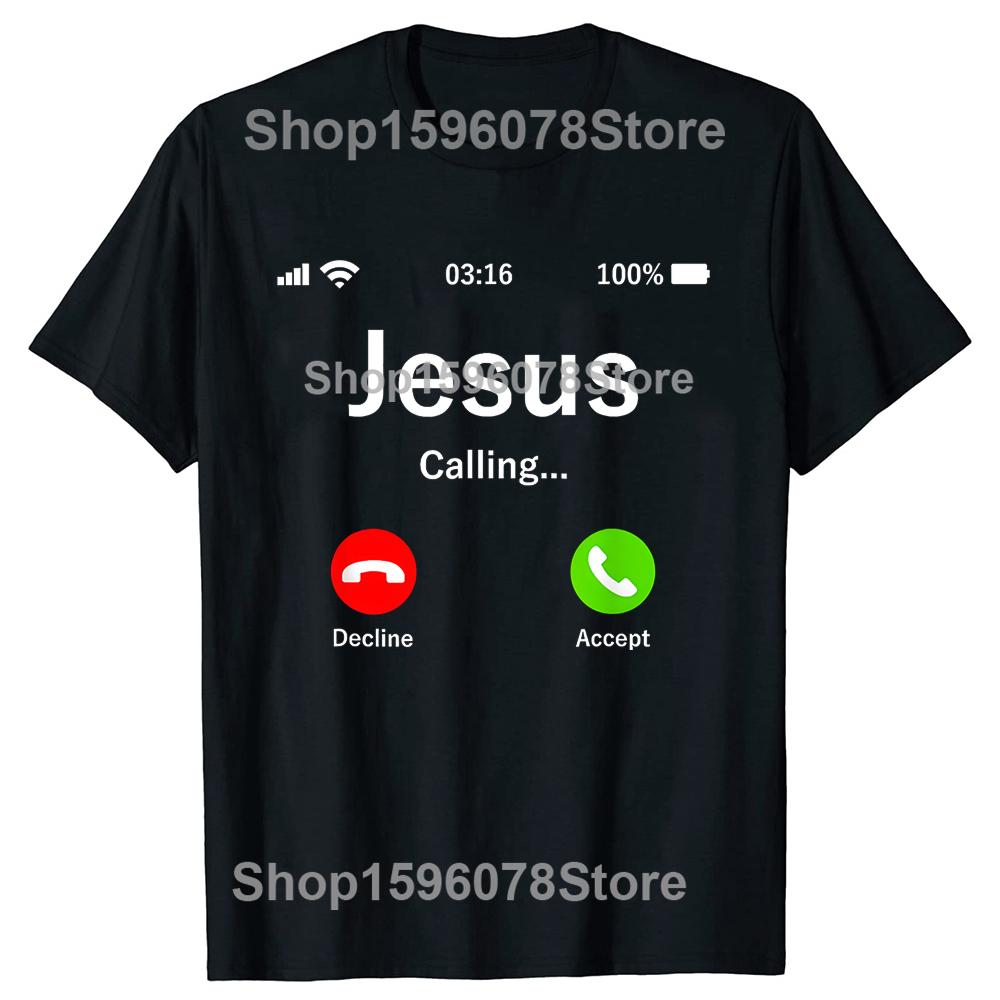Jesus is Calling Christian Tshirts Men Women Fashion Casual Tshirt 100 Cotton Loose Oversized Crewneck Collar Hip Hop T Shirt