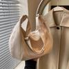 Japanese Harajuku Half Moon Bag with Adjustable Strap Large Capacity Canvas Solid Color Crossbody Shoulder Bag for Unisex  Khaki