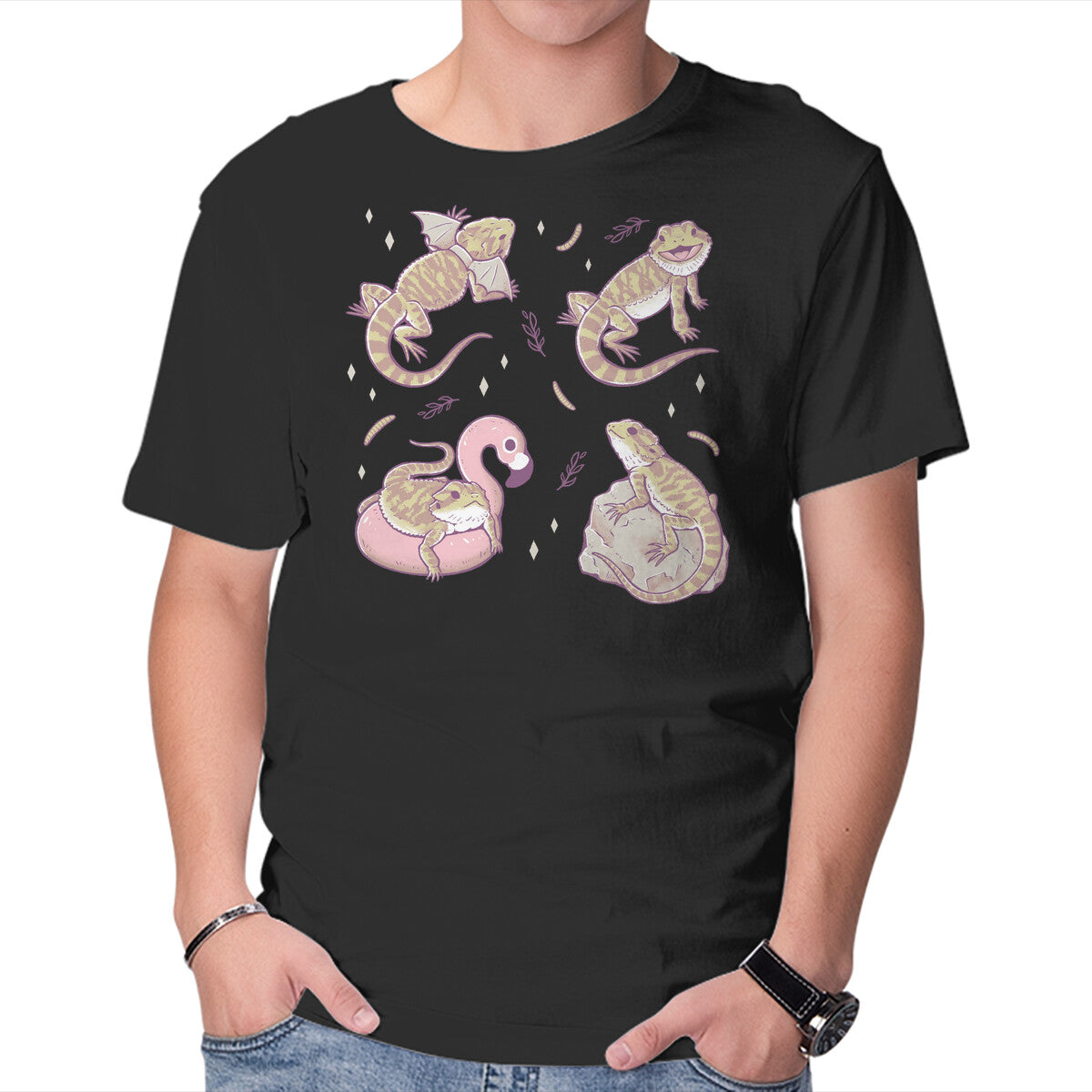 Unisex Crew Neck T-Shirt Bearded Dragons Graphic Short Sleeve Casual Tee XXXL