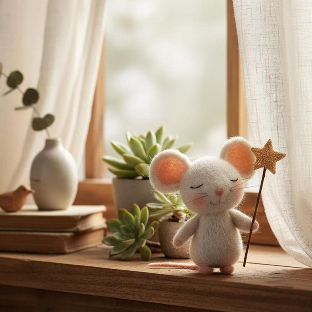Craft Needle Felting Supply Starry Night Felt Mice Handmade Cute Mouse Mouse Collectible Figurine Gifts