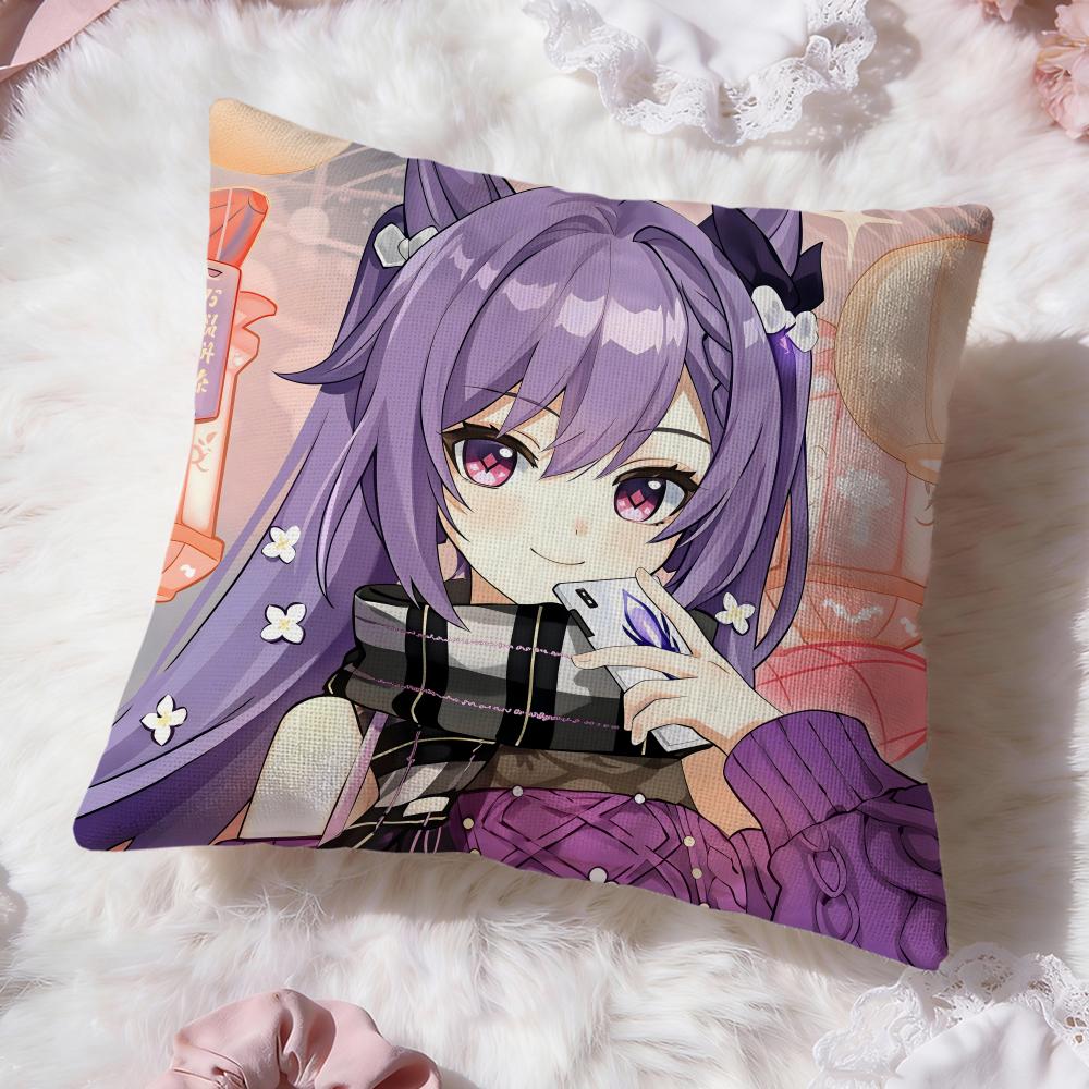 Keqing genshin impact Cushion Cover Premium Comfort Reversible Pillow Cove -Two in One Design for Any Room & Car Interior