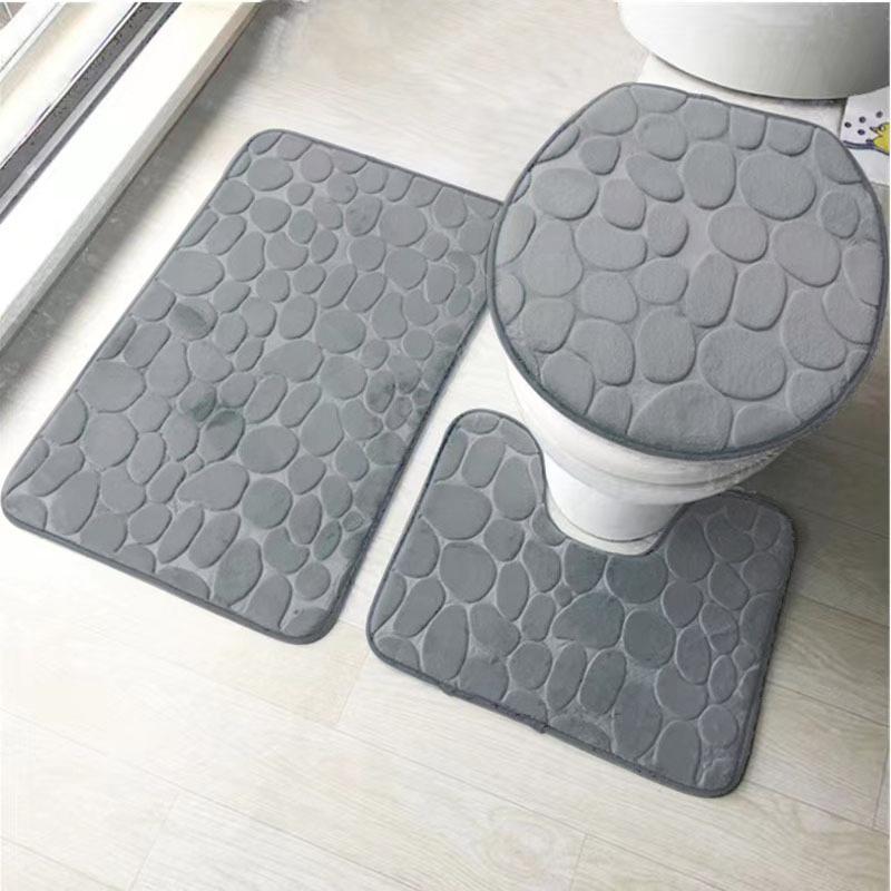 1 st enfärgad enkel badrumsabsorberande halkfri golvmatta stenmönster, bekväm och mjuk, kan kombineras efter behag