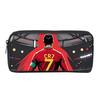 Black Football Star CR7 Pattern Pencil Bag with Zipper Canvas Fabric Stationery Organizer for Schools and Offices