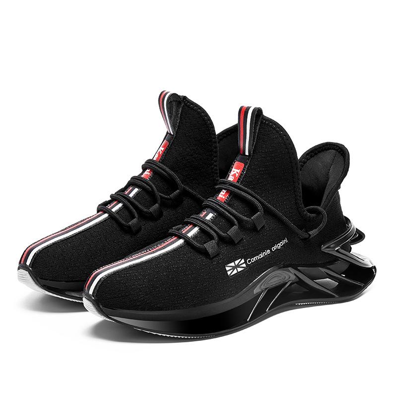 

2024 summer and autumn large size men s sports shoes blade sole running shoes casual fly-woven mesh breathable trendy shoes 46 чорний