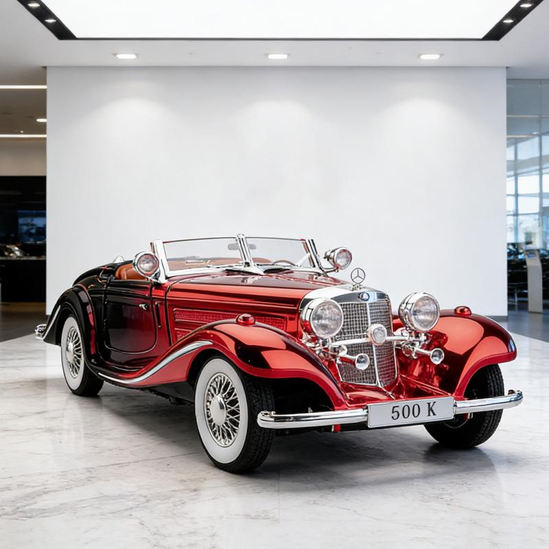 1/24 Mercedes-Benz 500K Electroplate Alloy Model Car Toy Diecasts Metal Casting Sound and Light Car Toys for Children Vehicle