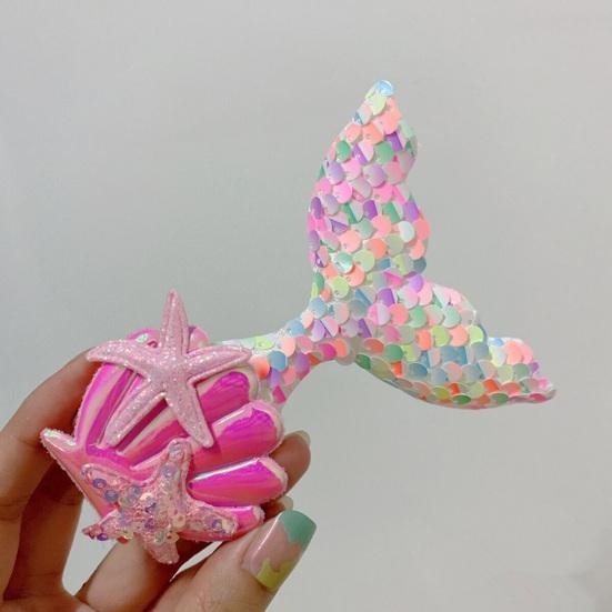 Girl Hair Clip Shine Sequins Mermaid Tail Hairpin with Cute Seashell Hair Accessories Girl Hairpin Mermaid Theme Metal Styling Clip Jewelry