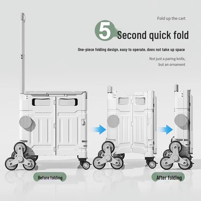 Folding Shopping Cart with 8-Wheel Climbing Design