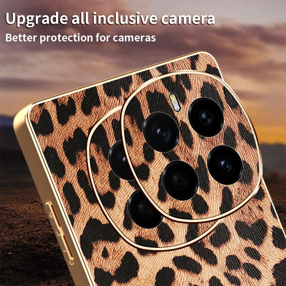 For Honor Magic7 5G Case Leopard Print PU Leather Coated PC+TPU Electroplating Phone Cover
