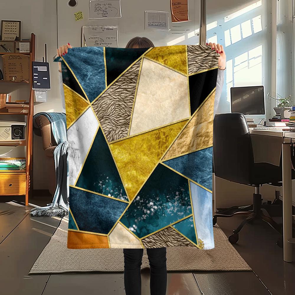 1 Stück Abstrakter Geometrischer Print Flanelldecke, Hohe Qualität, Bequem für Alle Jahreszeiten, Heimdekoration, Wärme und Komfort, Perfekt für Weihnachtsgeschenke