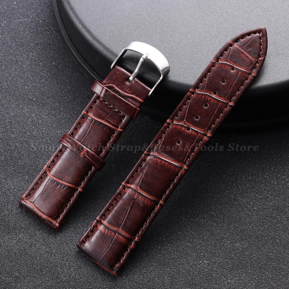 12/14/16/18/20/22/24mm Calfskin Leather Watch Straps Black Brown Soft Watchband for Women Men Business Pin Clasp Wristwatch Band