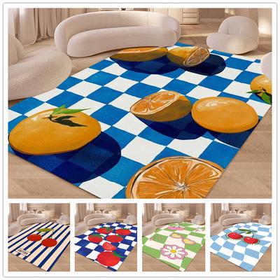 Frucht Karo Wohnzimmer Teppich Gestreifte Fußmatte für Küche Esszimmer Dekor Große Teppiche für Kinder Schlafzimmer Heimdekoration
