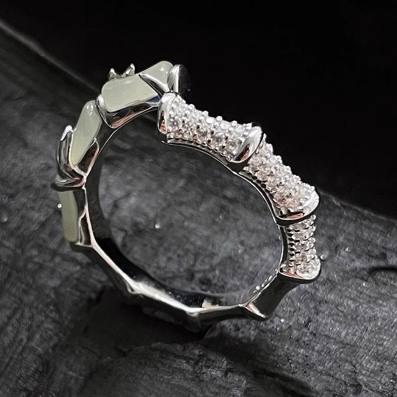 Retro Bamboo Joint Open Ring - Women's Unique Chinese Style Fashion