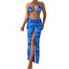 Fashionable Women's Three-Piece Set With Floral Print Split Skirt Straps Sexy Women's Split Swimming Suit