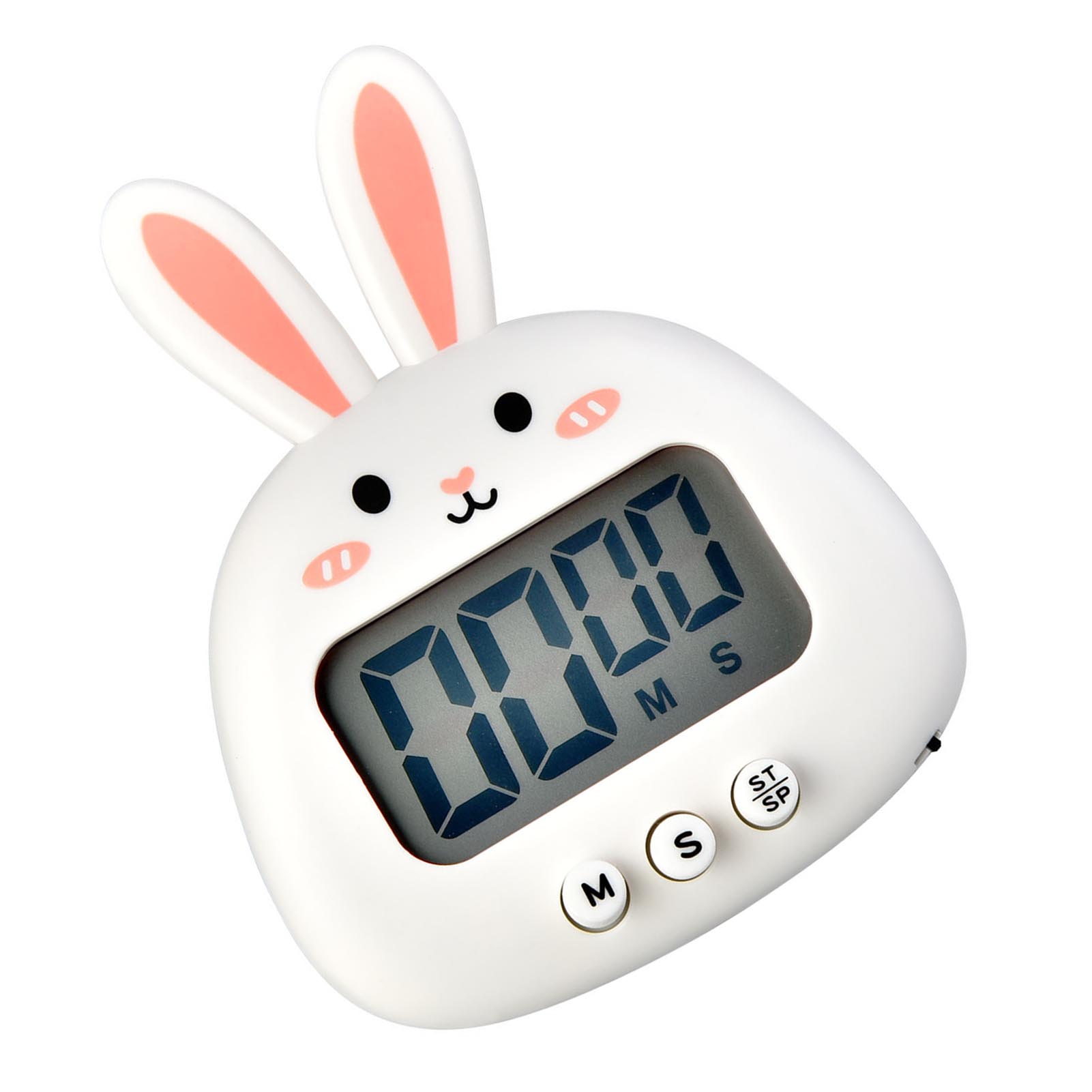 

Digital Kitchen Timer Cute Bunny Magnetic Precise Easy Operation Clear Alarm Cooking Timer for Family School Office White