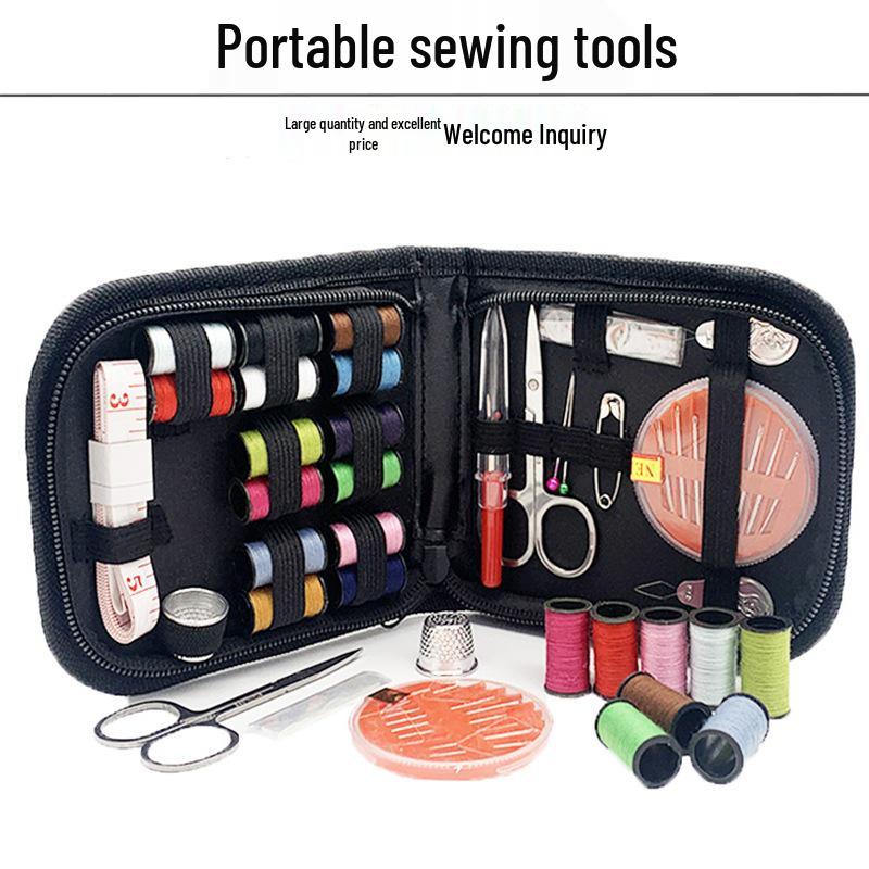 Portable 27-Piece Sewing Kit with Needle and Thread Box