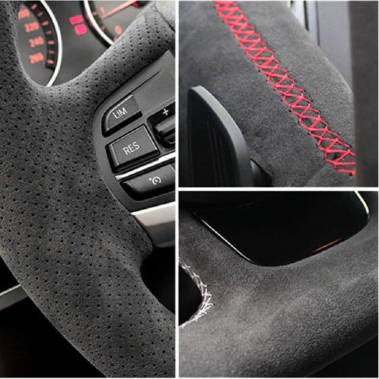 Car Steering Wheel Cover Hand-Stitched Soft Black Genuine Leather Suede For BMW F20 F21 F22 F23 F30 F31 F34 F32 F33 F36